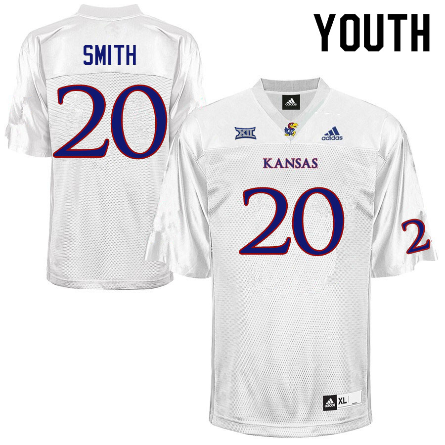 Youth #20 Bam Smith Kansas Jayhawks College Football Jerseys Sale-White